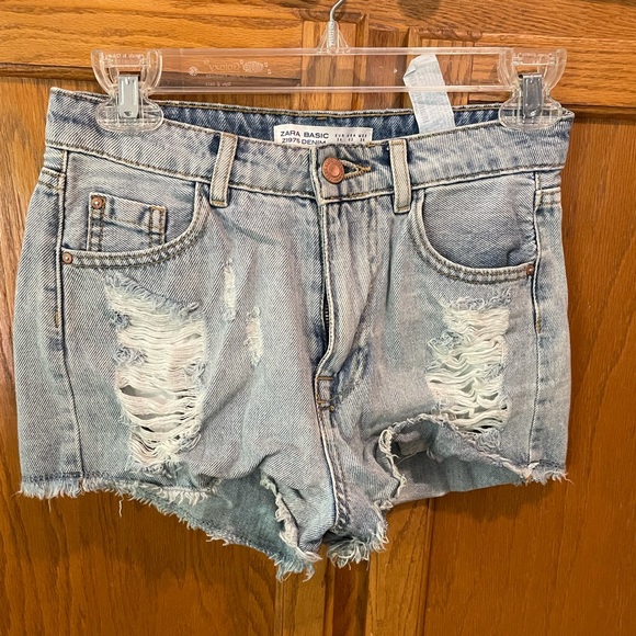 Zara Shorts Zara Ripped High Rise Denim Shorts Poshmark